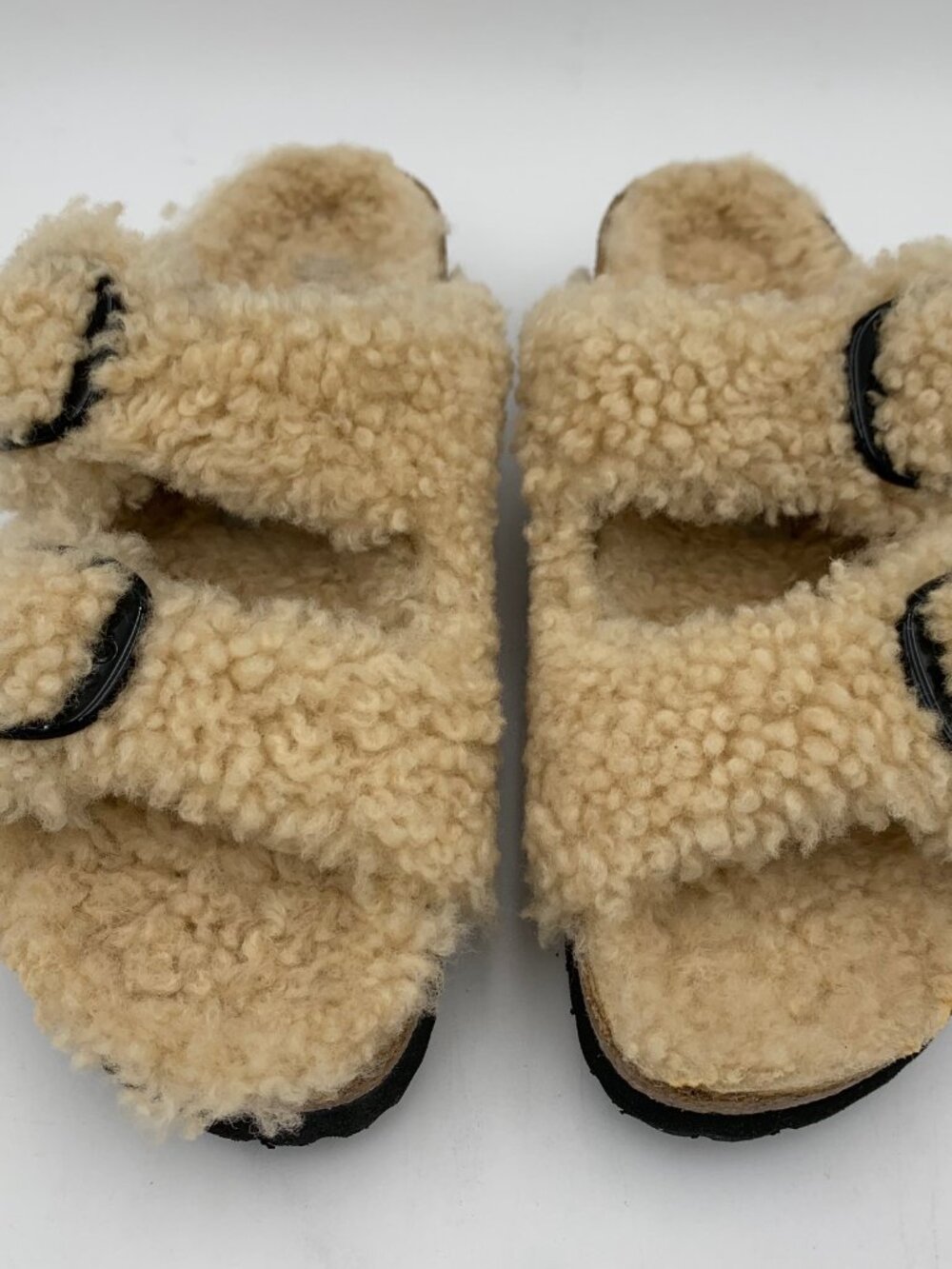 Birkenstock Arizona Big Buckle Shearling Pap Teddy Eggshell Narrow Width Sandals